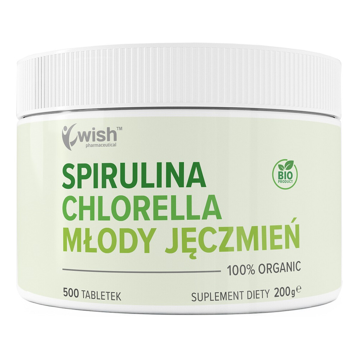 Wish Pharmaceutical Spirulina chlorella młody jęczmień suplement diety 500 tabletek