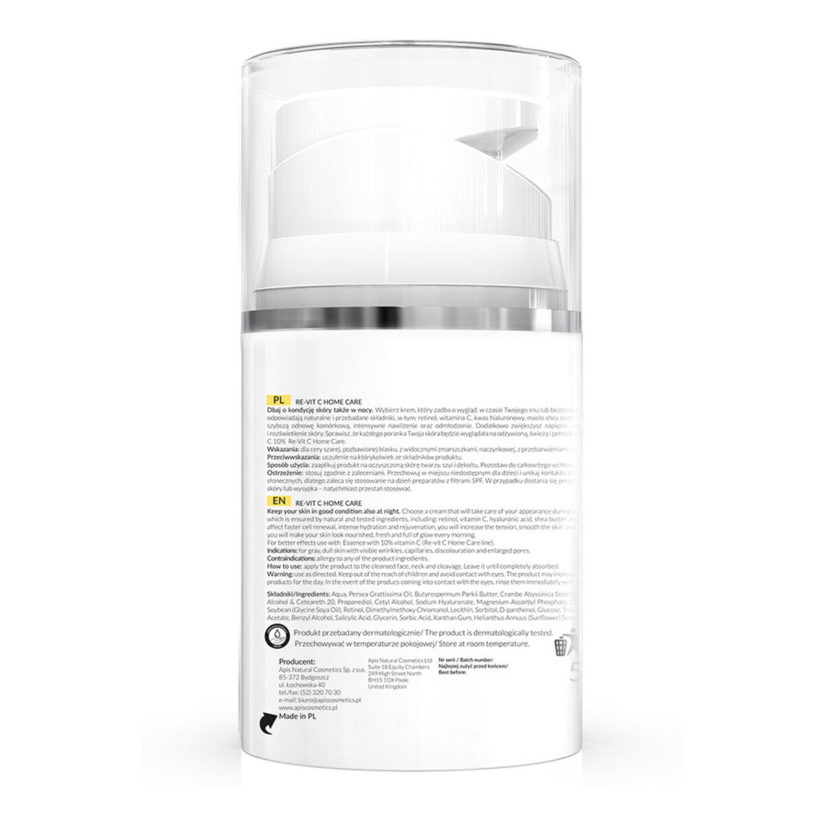 Apis Re-Vit C Home Care Home Care Odbudowujący krem na noc z retinolem i witaminą C 50ml