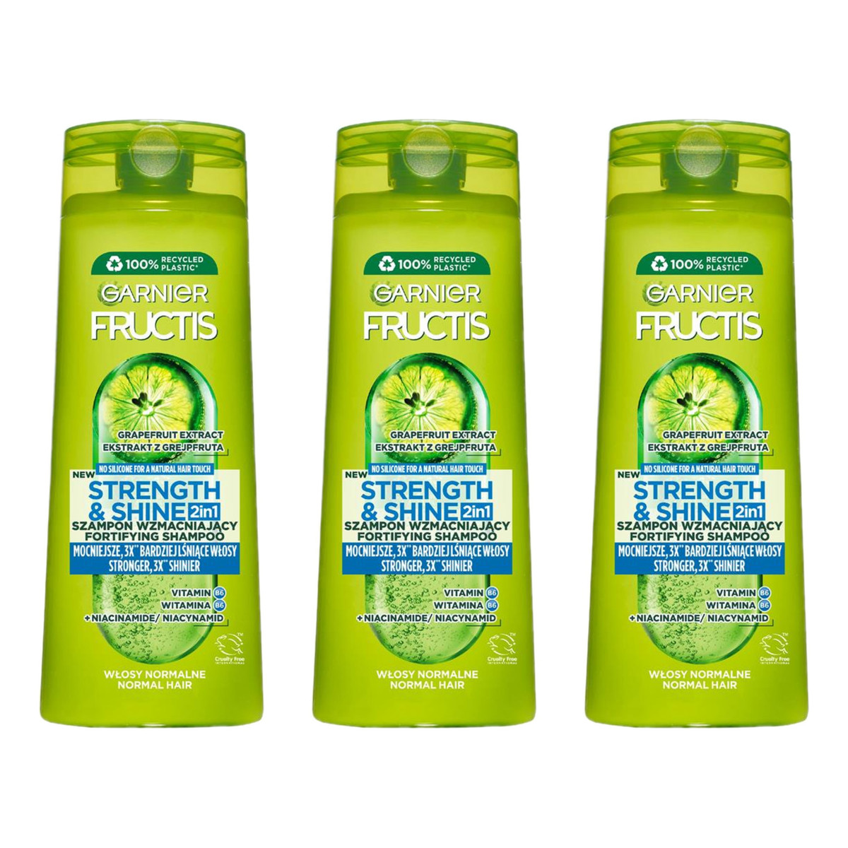 Garnier Fructis Strength & Shine Szampon wzmacniający 2w1 3x400ml