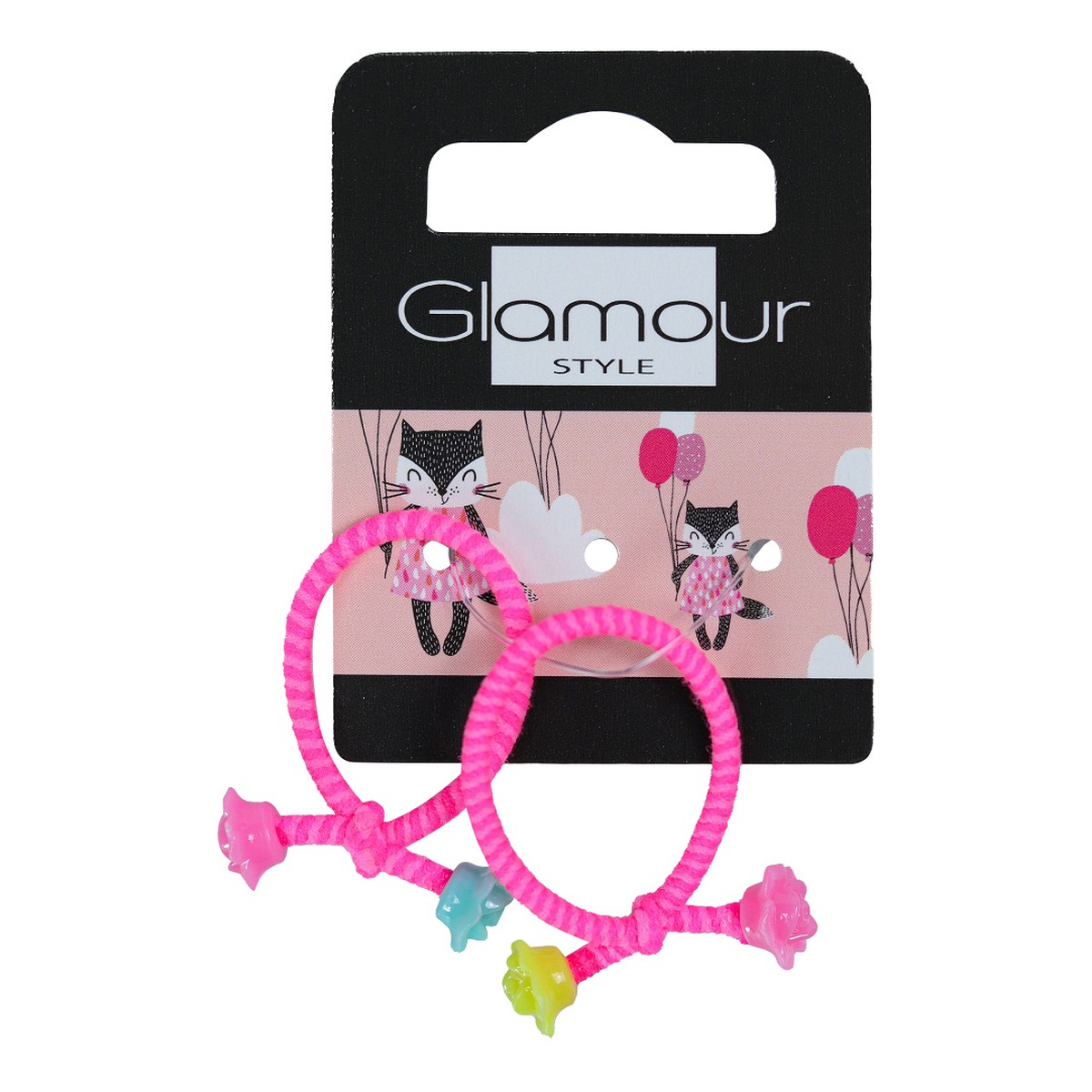 Glamour Kids gumki do włosów różowy neon 2szt.