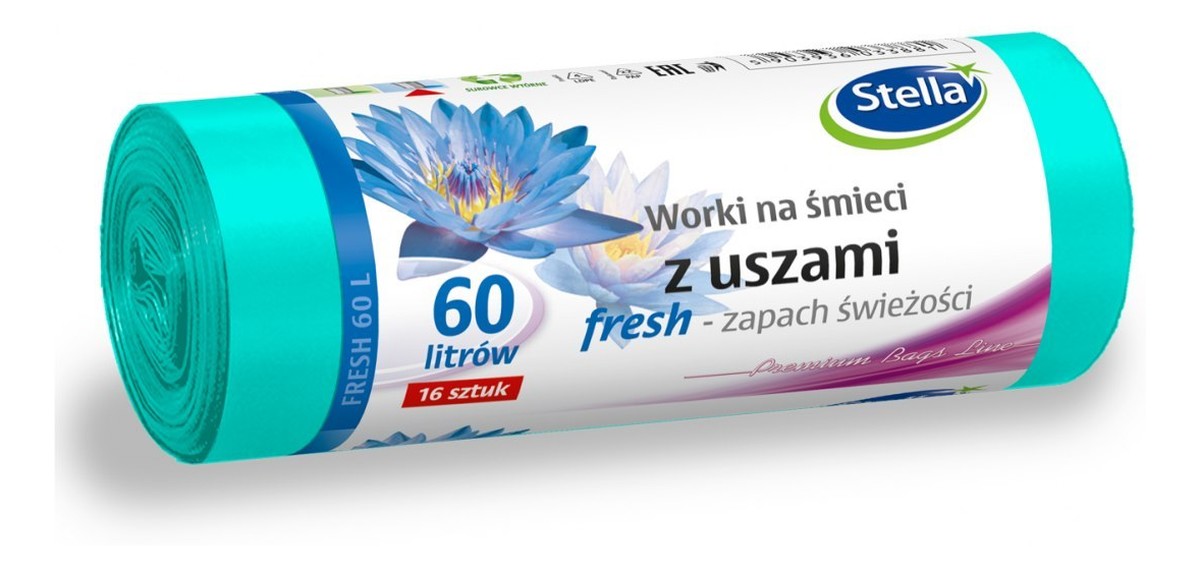 Worki na śmieci z uszami - Fresh zapach świeżości 1 op. - 16 szt 60 l