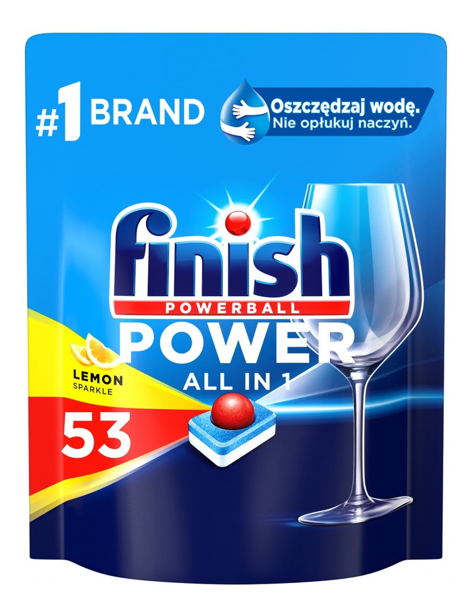 Powerball All In 1 Max tabletki do mycia naczyń w zmywarkach Lemon 53szt