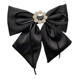 Spinka do włosów kokarda z diamencikami czarna xl sp441cz
