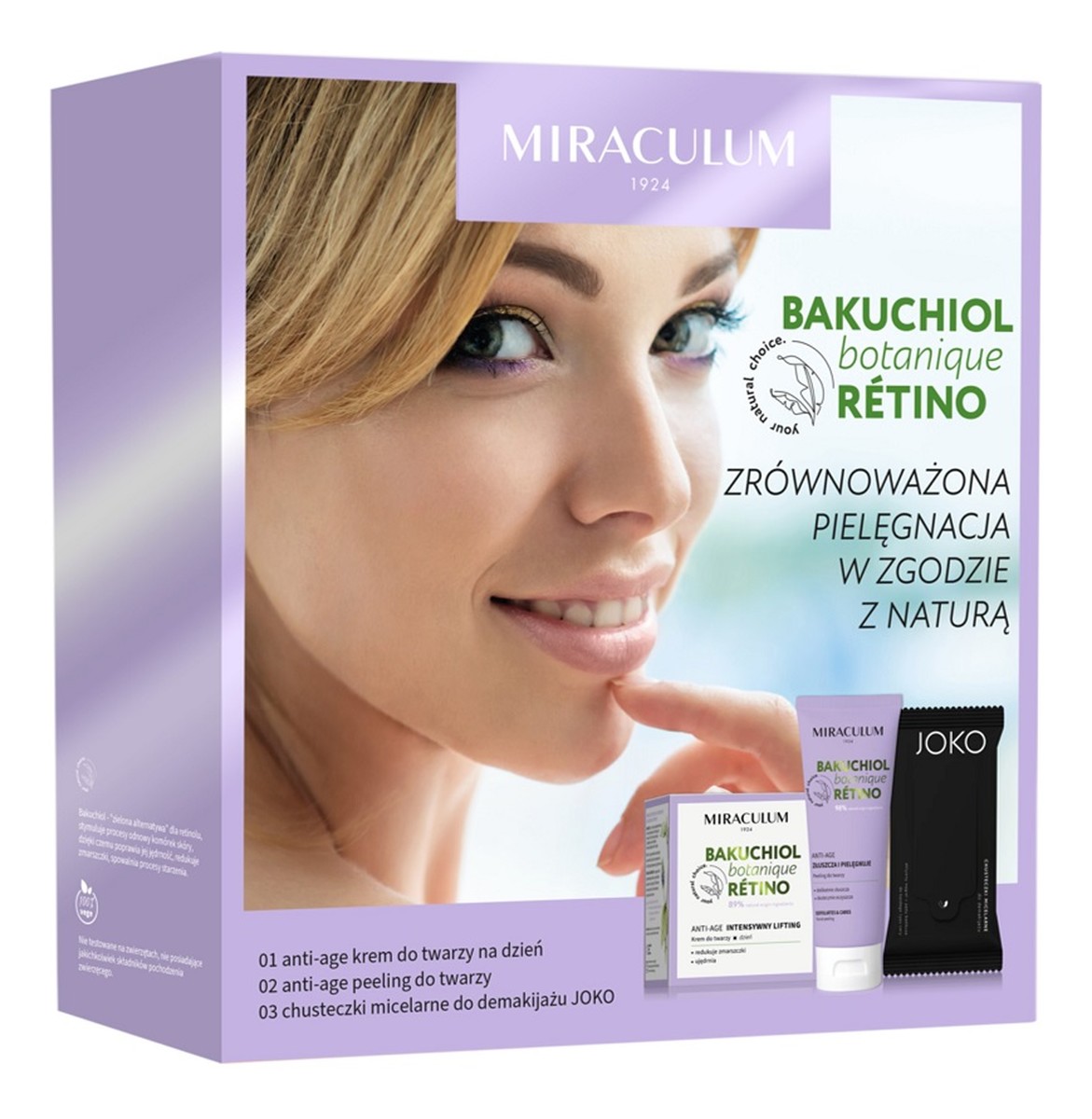 Zestaw krem do twarzy na dzień 50ml + peeling do twarzy 100ml + chusteczki micelarne do demakijażu 15szt