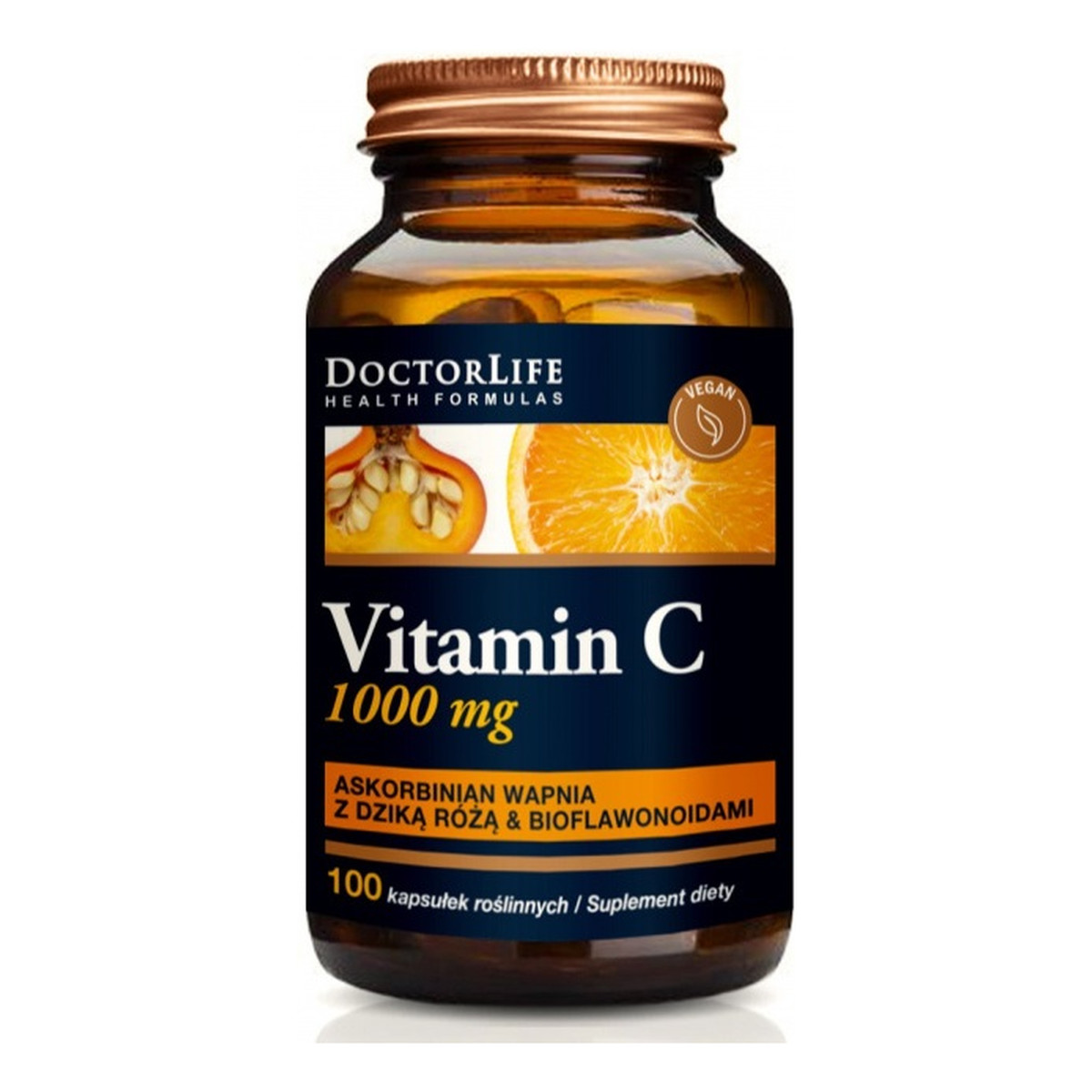 Doctor Life Vitamin c buffered vitamin c buforowana witamina c 1000mg suplement diety dzika róża & bioflawonoida 100 kapsułek