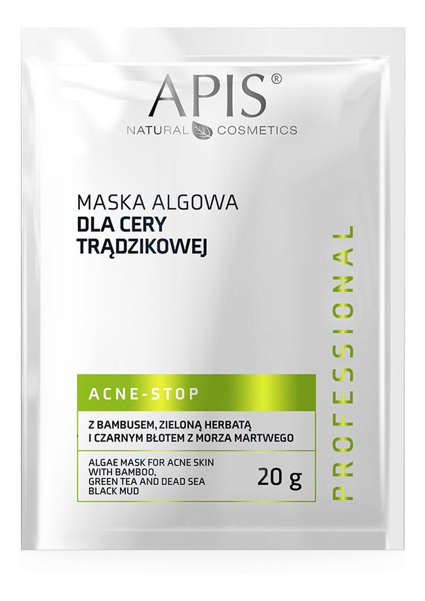 maska algowa dla cery trądzikowej z bambusem zieloną herbatą i czarnym błotem z Morza Martwego