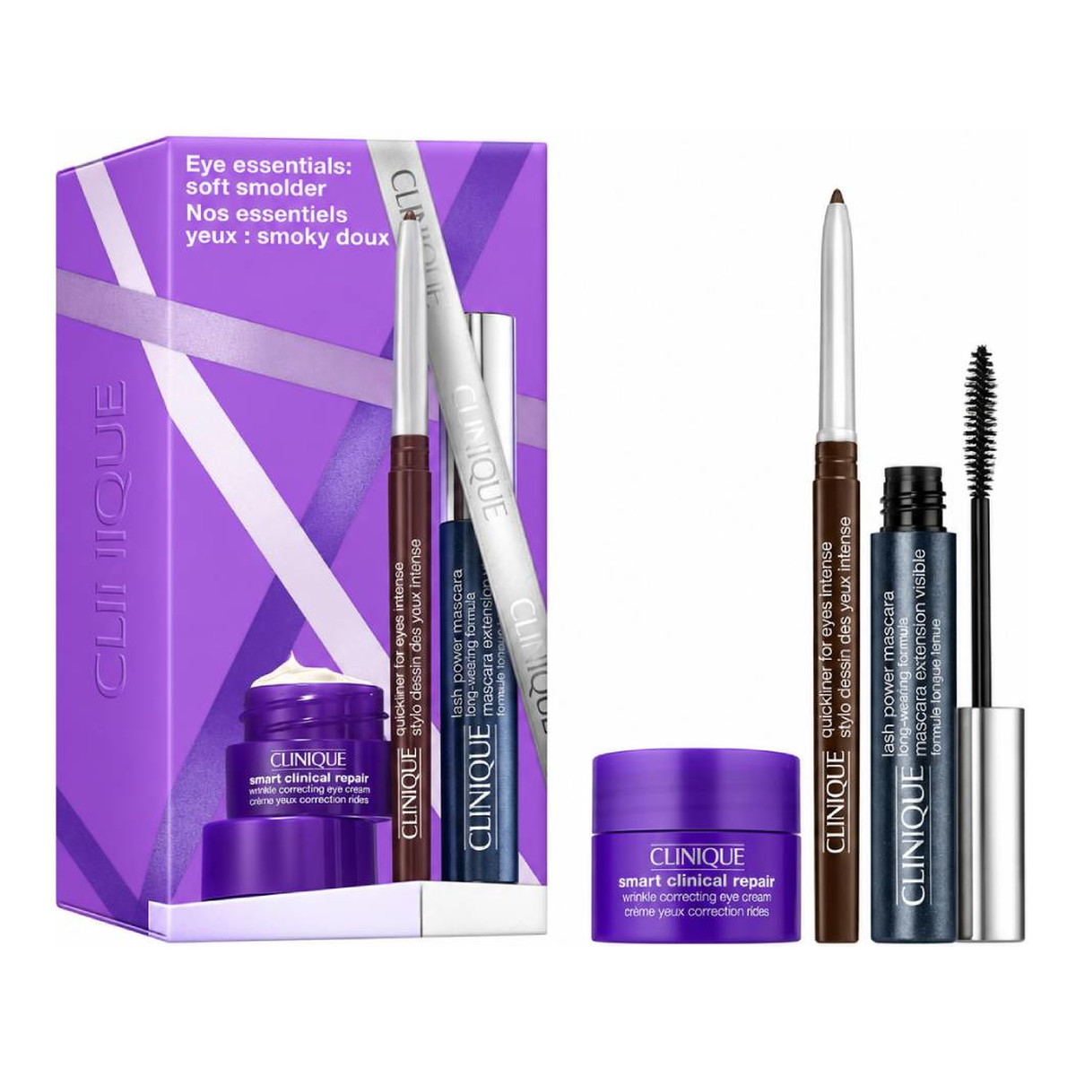 Clinique Eye Essentials: Soft Smolder zestaw tusz do rzęs 6ml + eyeliner w kredce 0.14g + krem pod oczy 5ml