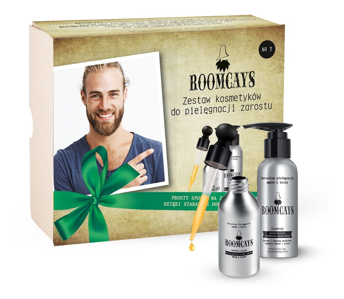 Zestaw #3 kosmetyków dla mężczyzn szampon do brody 120ml + olejek do brody 50ml