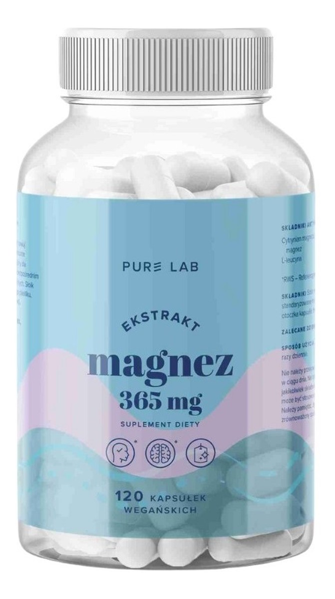 Pure lab magnez 365mg suplement diety 120 kapsułek