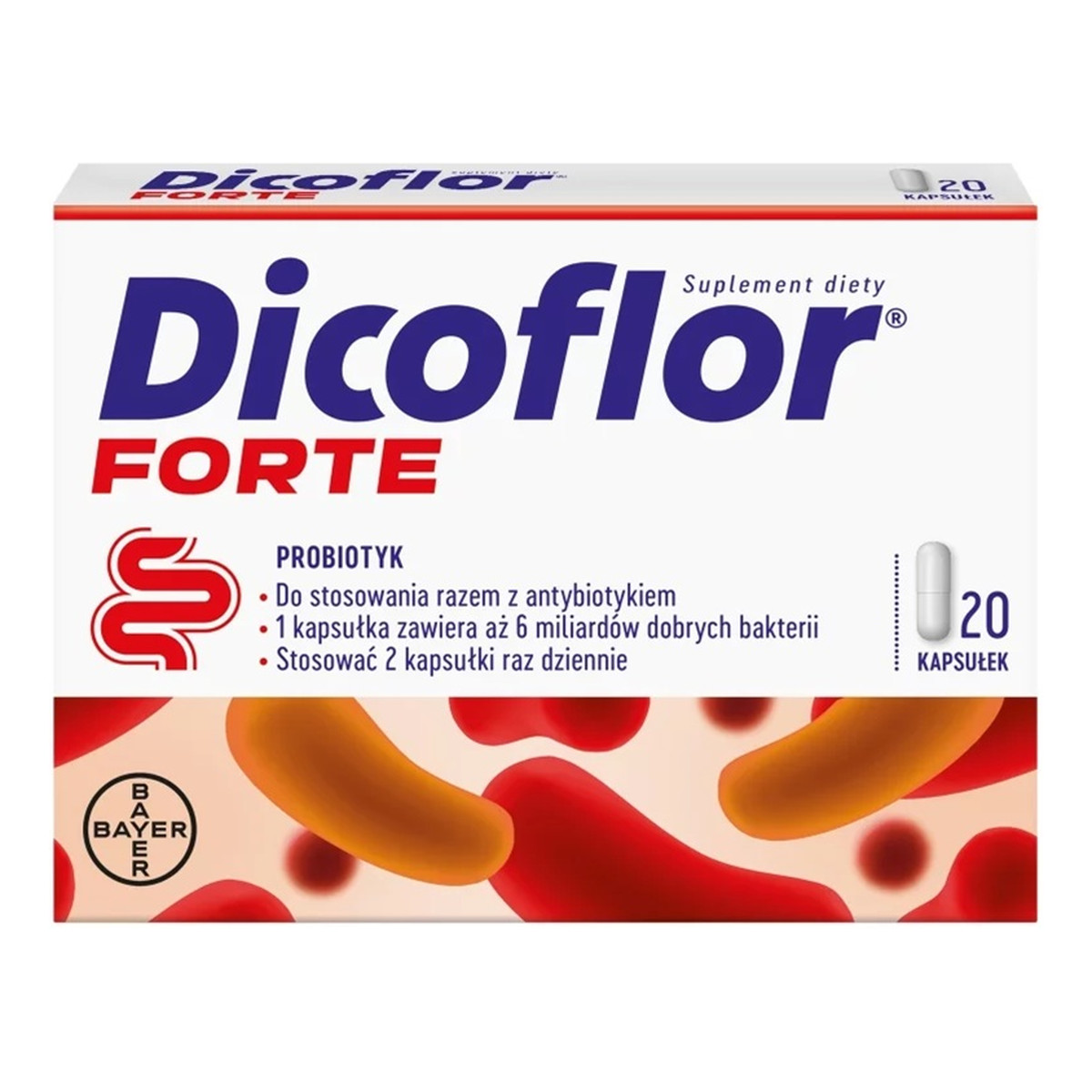 Dicoflor Forte probiotyk suplement diety dla dzieci 20 kapsułek