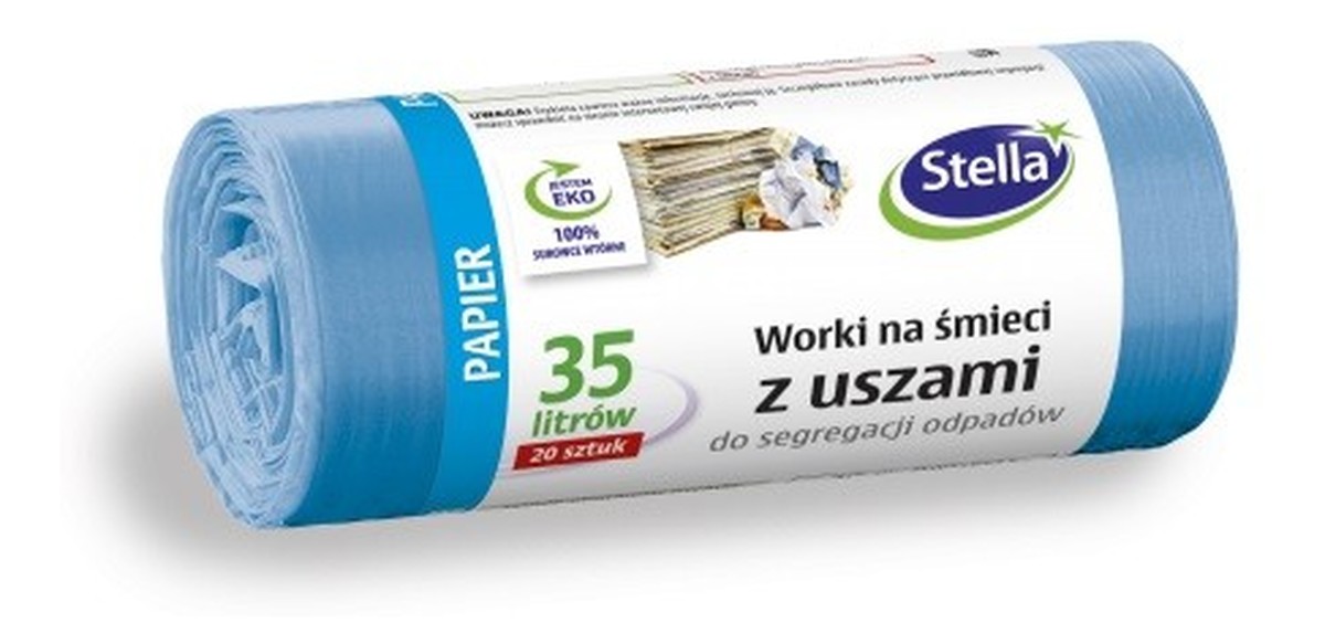 Worki z uszami do segregacji odpadów PAPIER niebieskie 35L - 1op.-20szt.