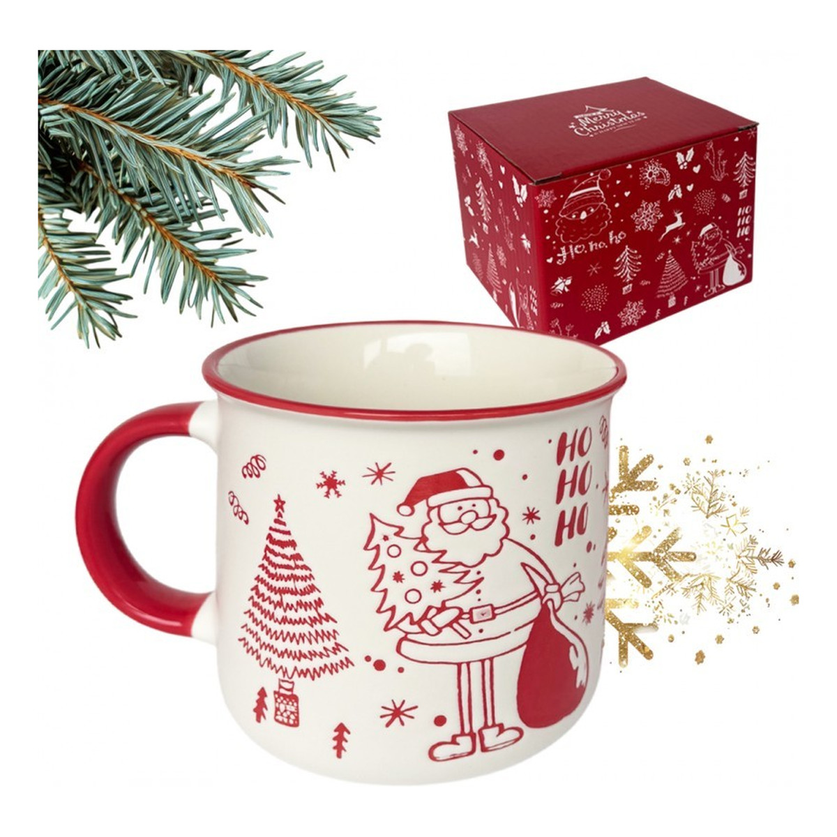 Ecarla Kubek ceramiczny świąteczny Boże Narodzenie + Pudełko na Prezent 350ml
