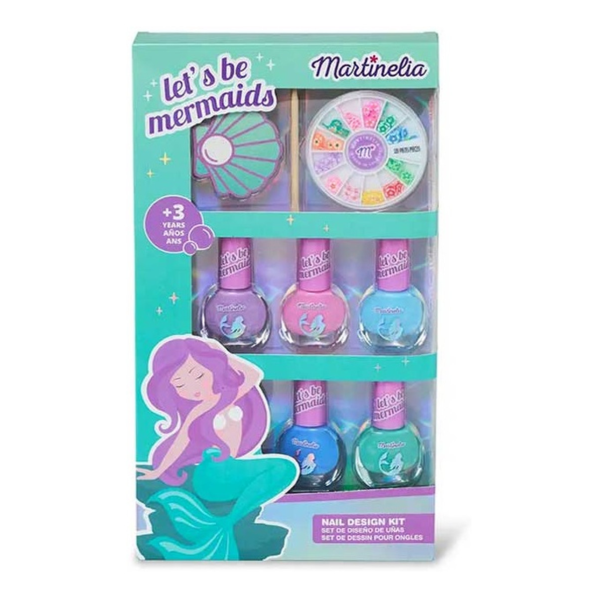 Martinelia Let's Be Mermaids Nails Desing Kit Zestaw lakier do paznokci 5x4ml + ozdoby do paznokci + pilniczek + patyczek do paznokci