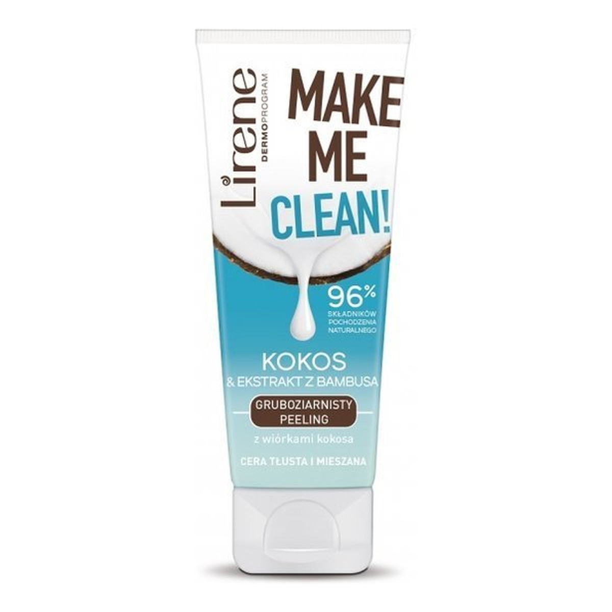 Lirene Make me clean Gruboziarnisty peeling do twarzy kokos i ekstrakt z bambusa 75ml