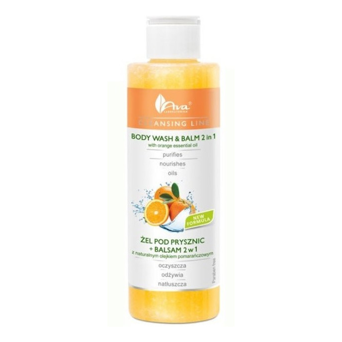 Ava Laboratorium Żel pod prysznic + balsam 2w1 z naturalnym olejkiem pomarańczowym 200ml
