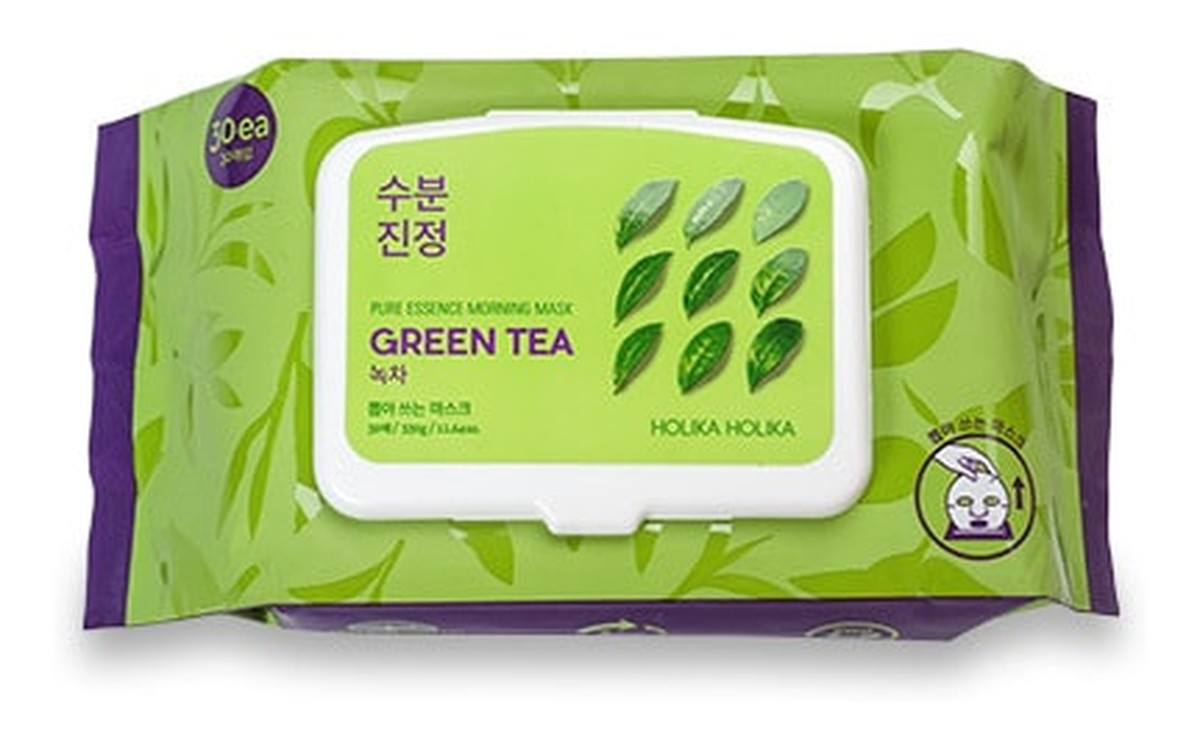 nawilżająco-odświeżające maseczki w płachcie do twarzy Zielona Herbata 30szt