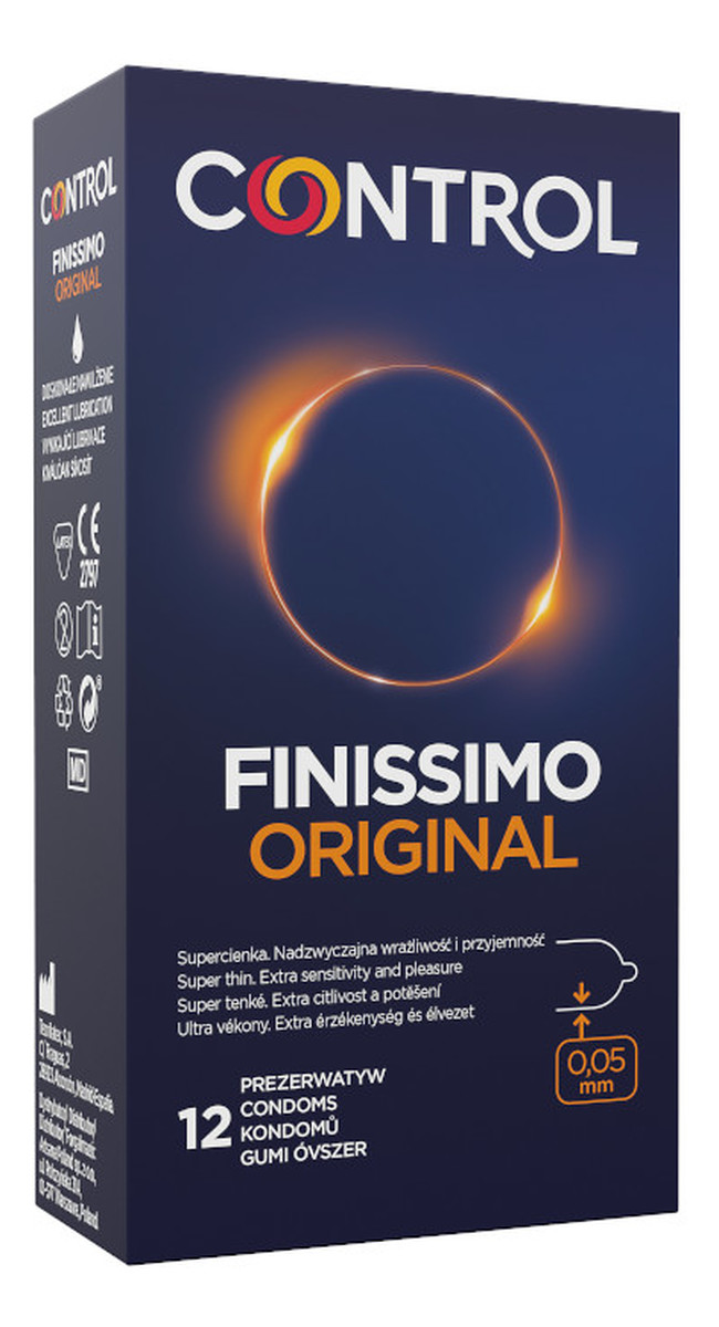 Finissimo original bardzo cienkie prezerwatywy z naturalnego lateksu 12szt.