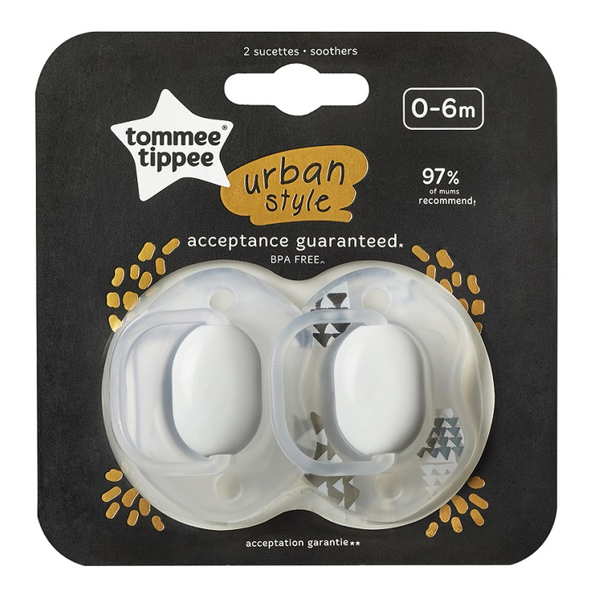 Tommee Tippee Urban smoczek uspokajający 0-6m neutral 2szt