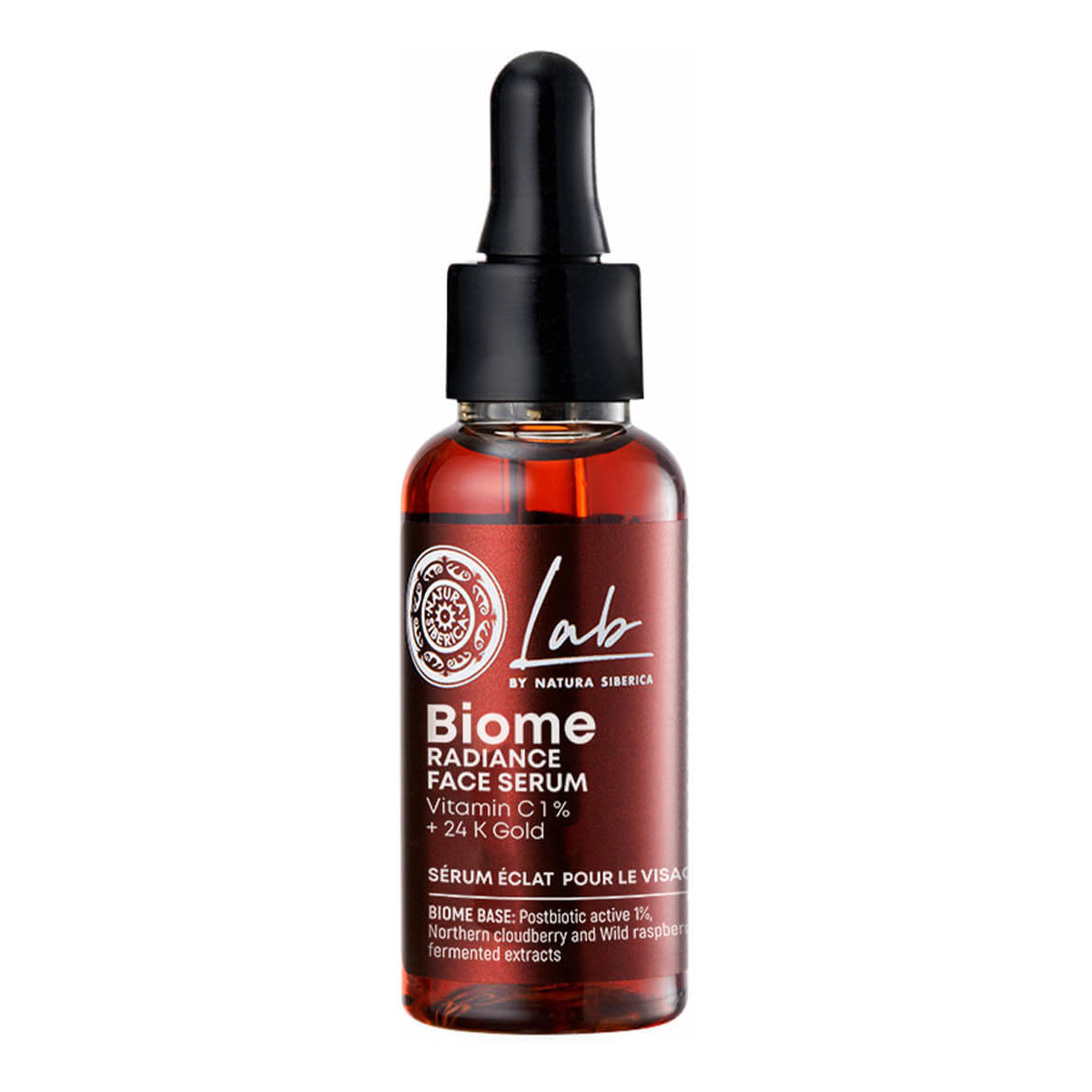 Natura Siberica Lab Biome Rozświetlające serum do twarzy z witaminą C 1% i 24K złotem 30ml