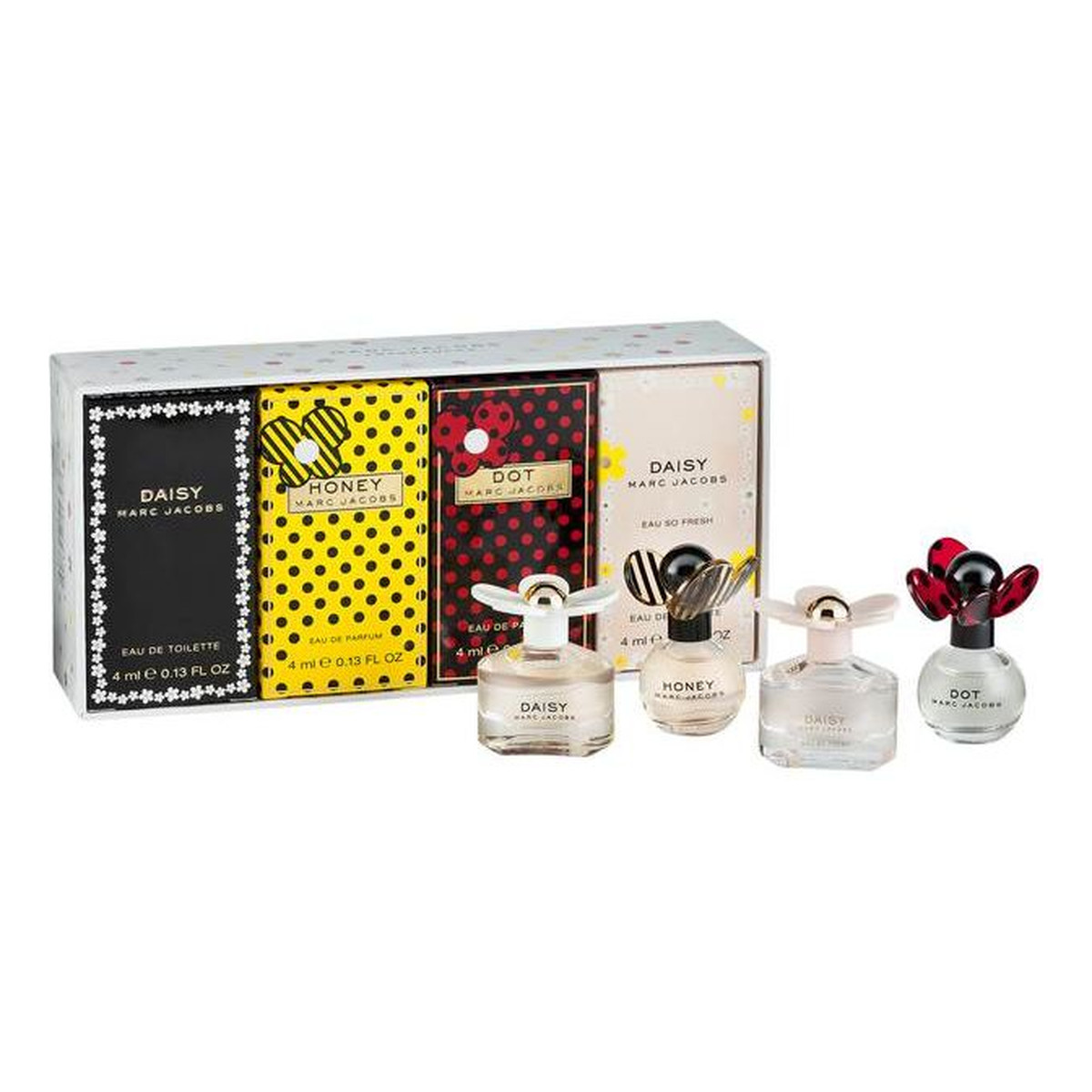 Marc Jacobs Mini Gift Set For Women Zestaw honey woda perfumowana 4ml + daisy woda toaletowa 4ml + dot woda perfumowana 4ml + daisy eau so fresh woda toaletowa 4ml