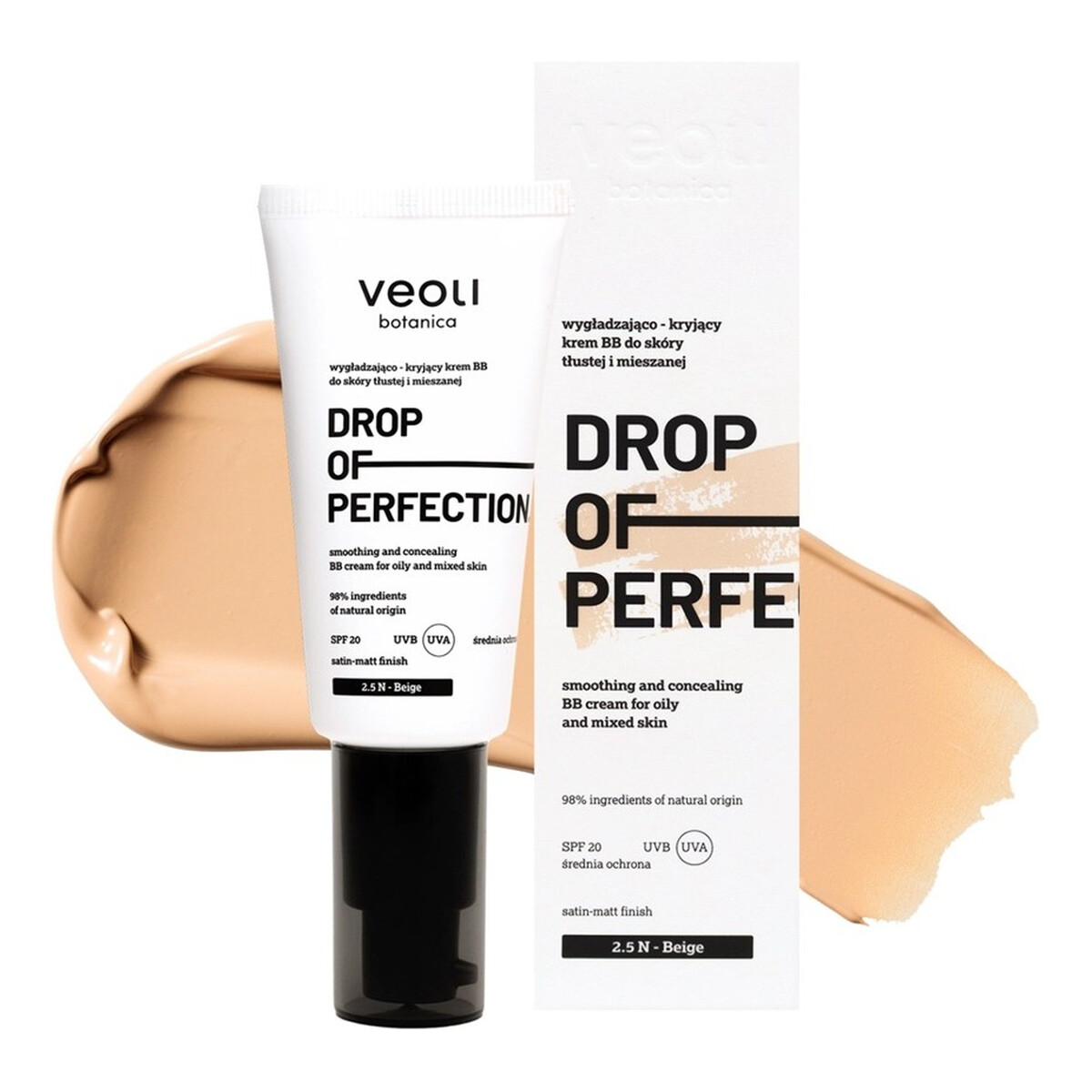 Veoli Botanica Drop Of Perfection wygładzająco-kryjący Krem bb do skóry tłustej i mieszanej 2.5 n beige 30ml