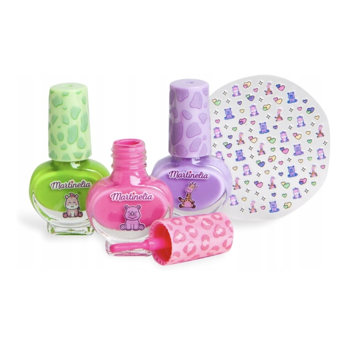 Martinelia My Best Friends Mini Manicure Set Zestaw lakier do paznokci 3szt. + naklejki na paznokcie