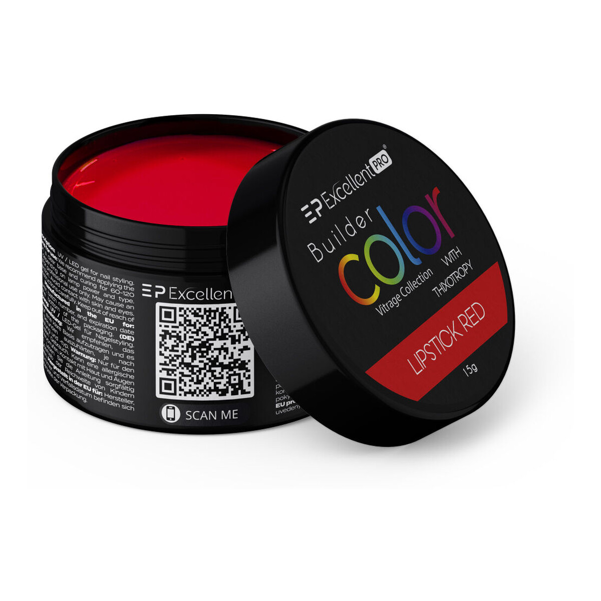 Excellent PRO Builder Color With Thixotropy Żel budujący lipstick red 15g