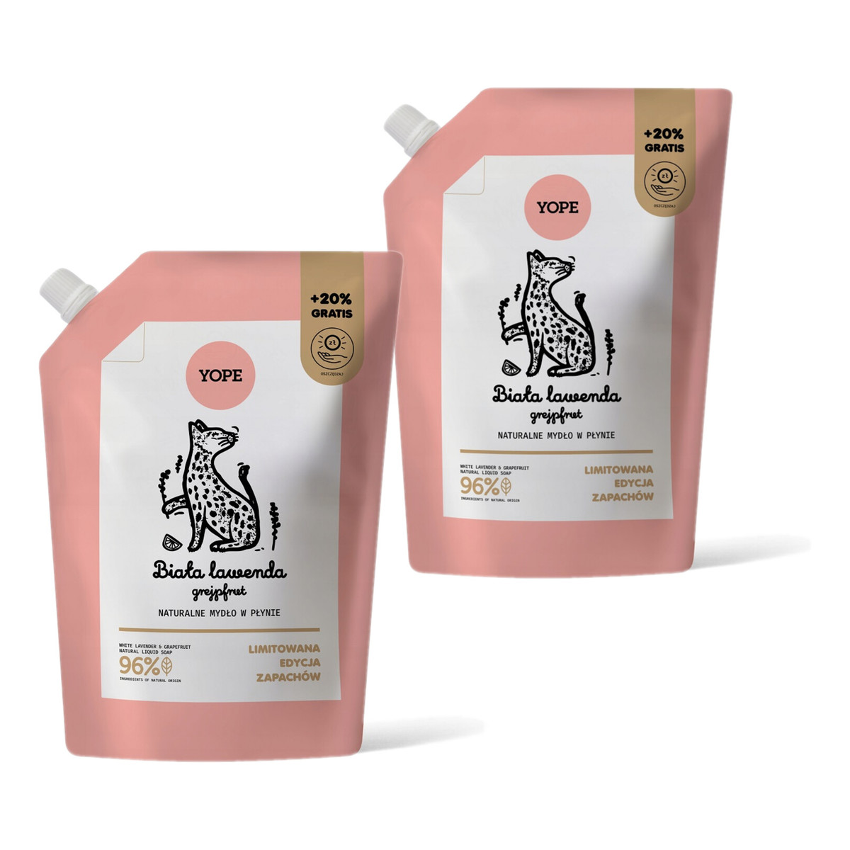 Yope Naturalne Mydło w płynie refill biała lawenda grejpfrut 2x600ml
