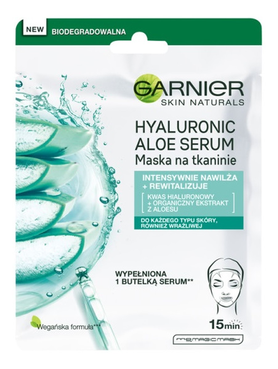 Aloe Serum rewitalizująca maska na tkaninie z kwasem hialuronowym i organicznym ekstraktem z aloesu