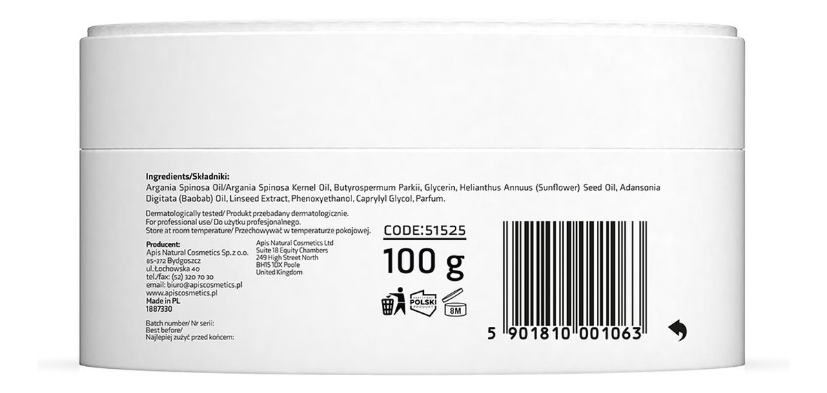 naturalne Masło shea z marokańskim olejkiem arganowym i z baobabu