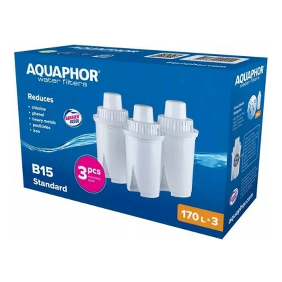 Aquaphor Wkład filtrujący do dzbanka B15 Standard Wydajność 170L 3 sztuki
