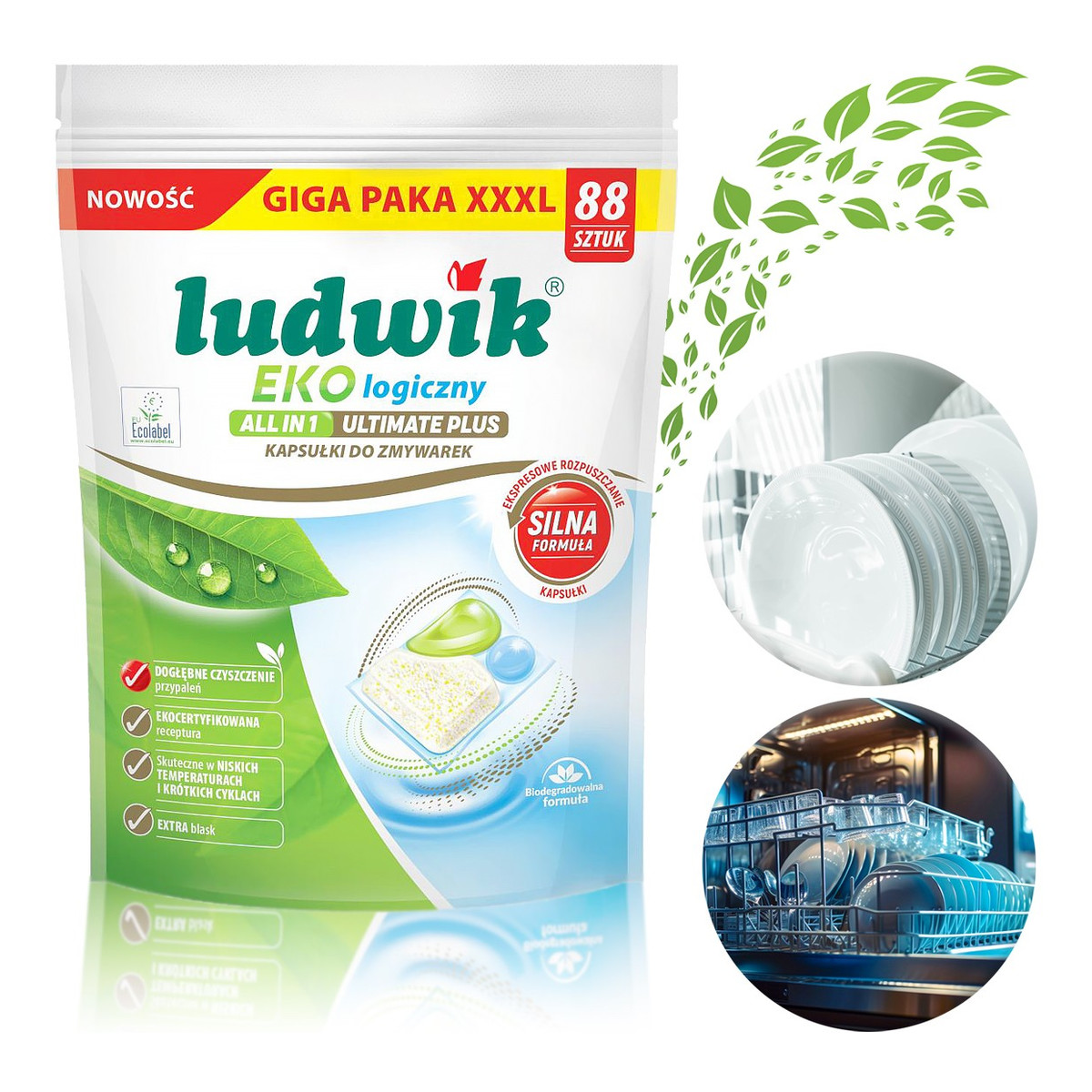 Ludwik Ultimate Plus All in One Ekologiczne kapsułki do zmywarki 88 szt.