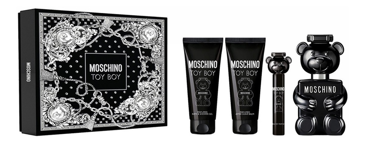 Zestaw woda perfumowana spray 100ml + woda perfumowana spray 10ml + żel pod prysznic 100ml + balsam po goleniu 100ml
