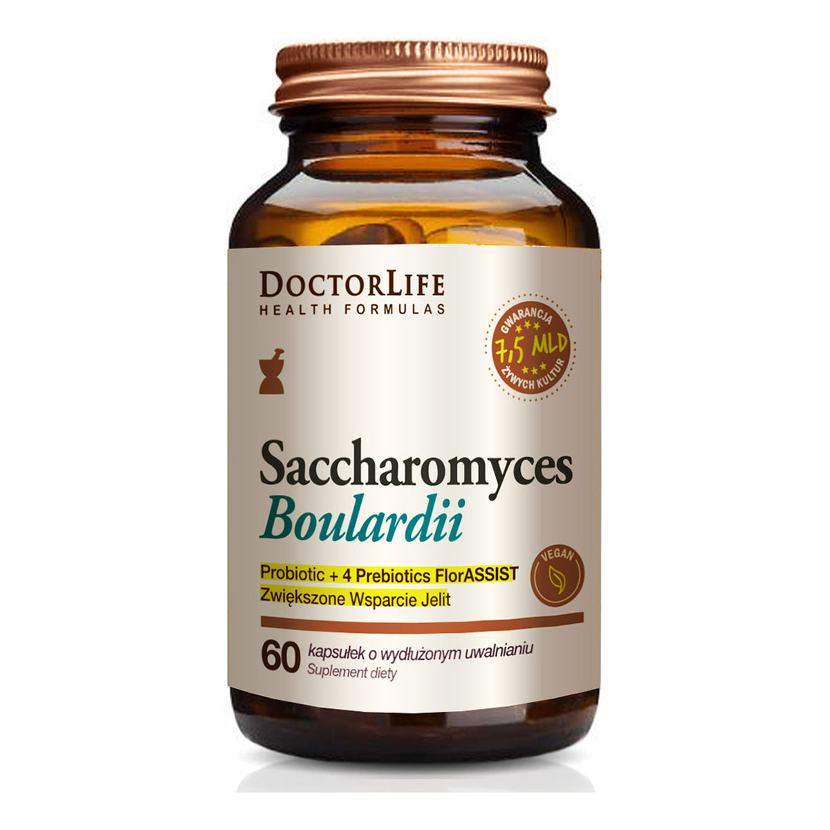 Doctor Life Saccharomyces boulardii suplement diety wspierający jelita 60 kapsułek