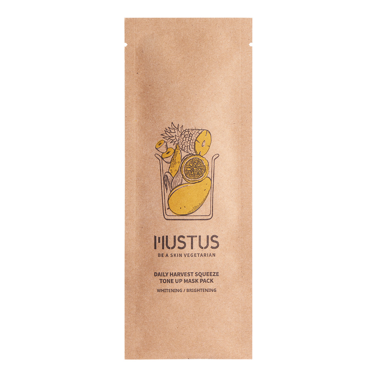 Mustus BE A SKIN VEGETARIAN! Daily Harvest Squeeze Tone Up Maseczka w płachcie rozjaśniająca stworzona na bazie kompleksu ekstraktów z żółtych warzyw i owoców 20g