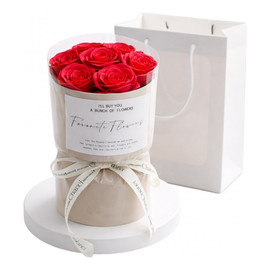 Bukiet zapachowych kwiatów mydlanych w pudełku flower box led 7 szt. buk27cze