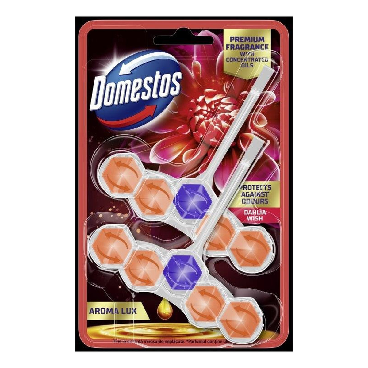 Domestos kostka toaletowa power 5 aroma lux dahlia flower & dragonfruit 2 x 55 g 110g