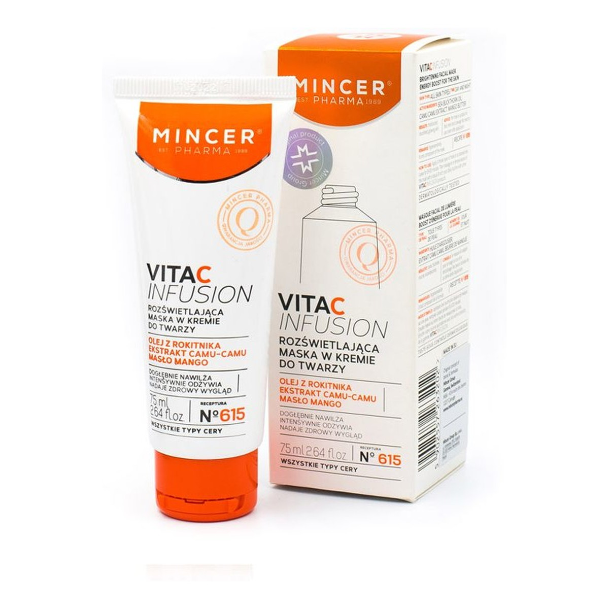 Mincer Pharma Vita C Infusion Rozświetlająca maska do twarzy w kremie 615 75ml