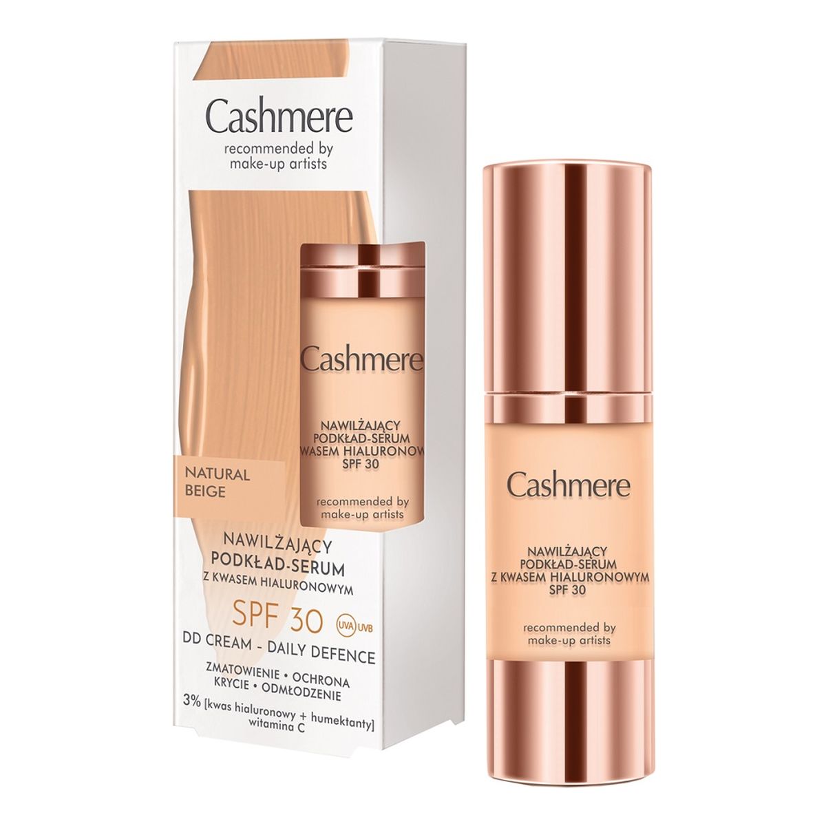 Cashmere Nawilżający podkład-serum z kwasem hialuronowym spf30 01 natural beige 30ml