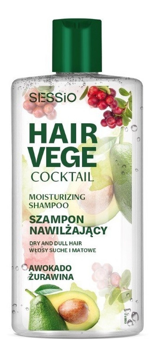 Hair vege cocktail nawilżający szampon do włosów awokado i żurawina