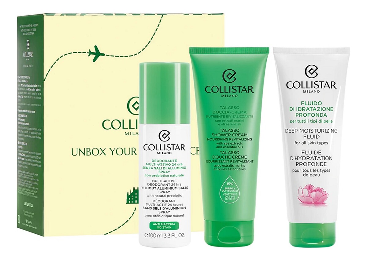 Zestaw dezodorant w sprayu 100ml + fluid głęboko nawilżający 100ml + kremowy żel pod prysznic 100ml
