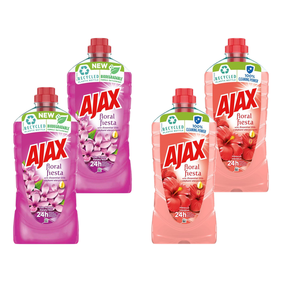 Ajax Floral Fiesta Płyn Uniwersalny 2xBez + 2xHibiskus 4x1L