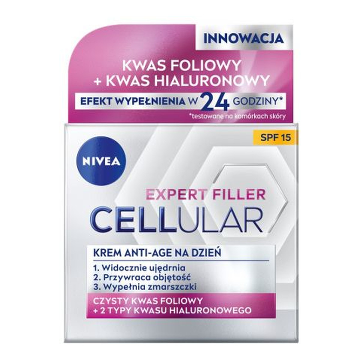 Nivea Hyaluron Cellular Filler Widoczne Ujędrnienie SPF 15 Przeciwzmarszczkowy krem na dzień 50ml