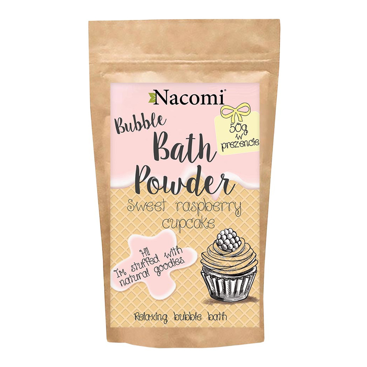 Nacomi Bubble Bath Powder Puder Do Kąpieli Malinowa Babeczka 100g