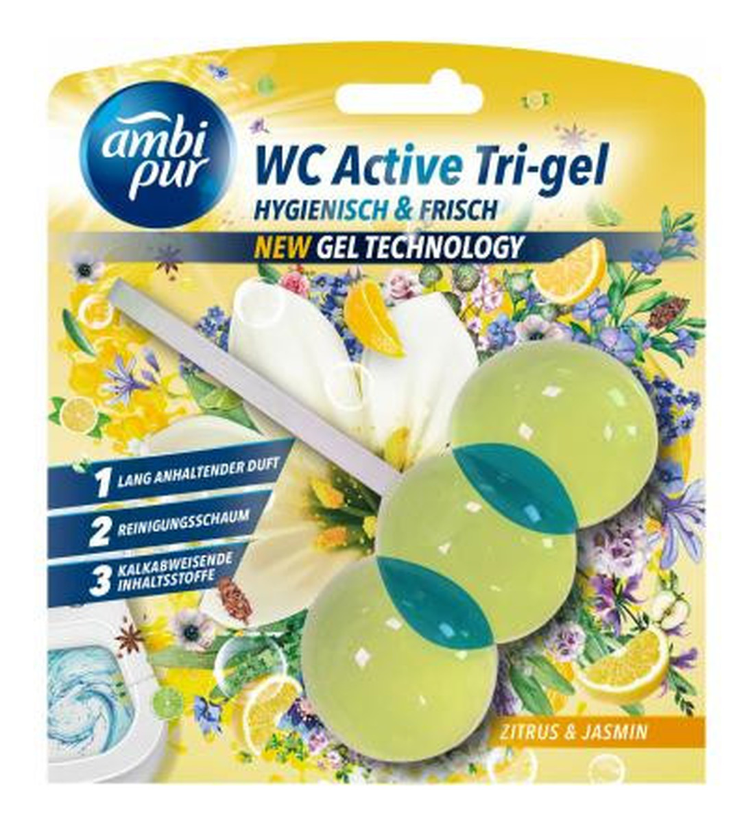 Kostka do WC Active Tri-Gel Citrus & Jasmin