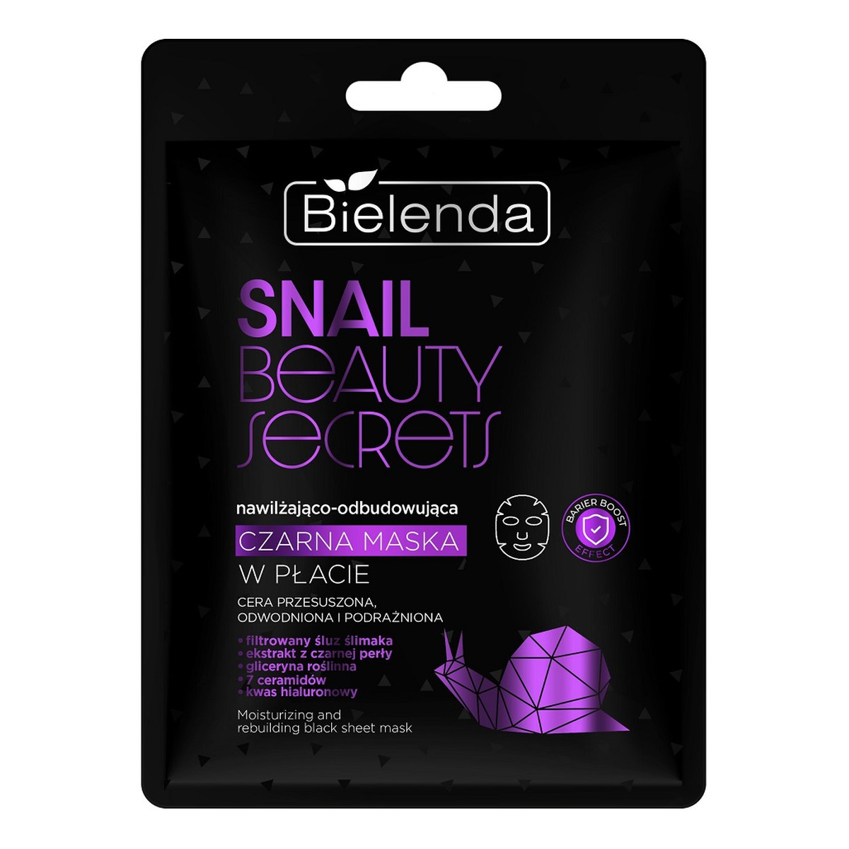 Bielenda Snail beauty secrets nawilżająco-odbudowująca czarna maska w płacie