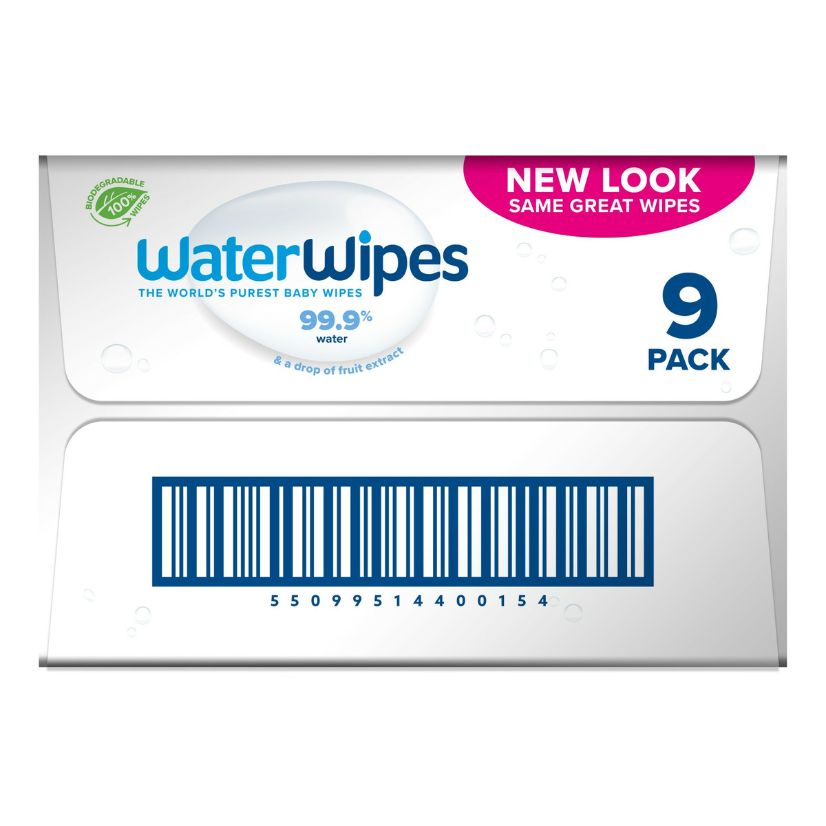 WaterWipes Chusteczki nawilżane dla dzieci BIO 99,9% wody i kropla ekstraktu owocowego 60 szt x 9 (540szt)