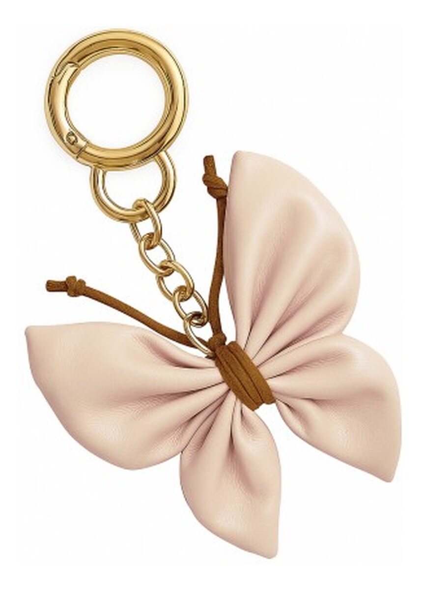 Brelok Do Kluczy Skórzany Motyl Kokarda Kremowy BRL367K