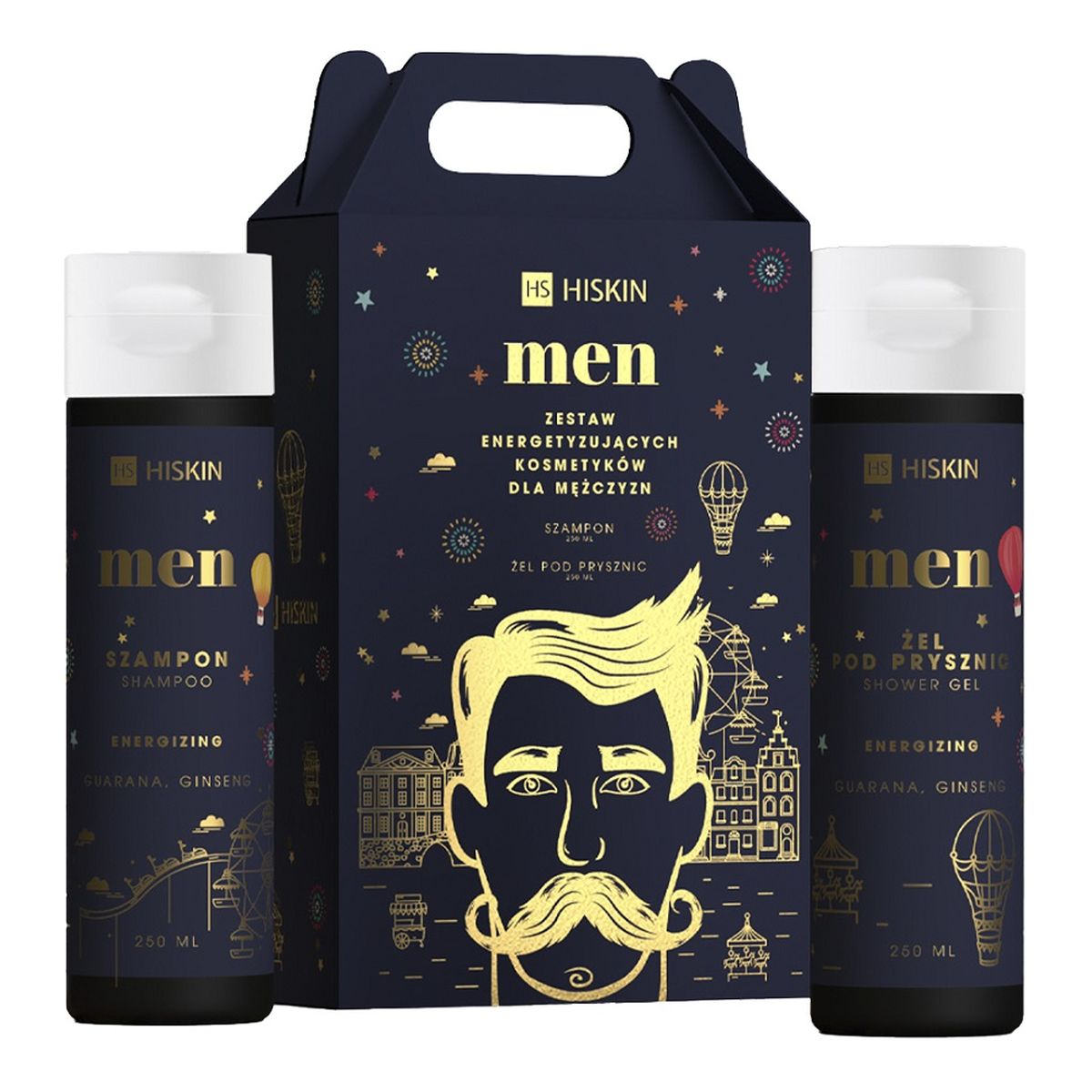 Hiskin Men Zestaw szampon do włosów 250ml + żel pod prysznic 250ml