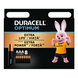 Duracell Baterie Alkaliczne Optimum Extra Power AAA LR3 (8)